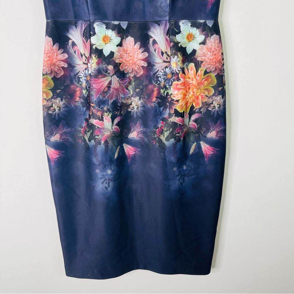 Betsey Johnson grey peach floral rockabilly gothic event midi dress 8 - Picture 3 of 6
